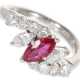 Ring: sehr dekorativer Diamantring mit feinem unbehandeltem Rubin "Vivid Pink Red", insges. 1,46ct, Platin, mit IGI-Report - Foto 1