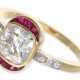 Ring: hochfeiner antiker Rubin/Diamant-Goldschmiedering, Altschliff-Diamant von ca. 1,4ct, vermutlich um 1910 - photo 1