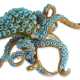 Ring: außergewöhnlicher und vermutlich einzigartiger Goldschmiedering mit Türkis- und Farbsteinbesatz, Motiv "Oktopus" - photo 1