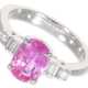 Ring: attraktiver neuwertiger Platinring mit pinkem Saphir mit Diamanten, insgesamt ca. 2,6ct, - Foto 1