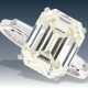 Ring: sehr hochwertiger vintage Platinring mit einem feinen Diamant von ca.6,2ct im Emerald-Cut - Foto 1