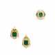 EMERALD AND DIAMOND RING; DOUBLET EMERALD AND DIAMOND EARRINGS - Foto 1