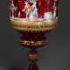 Großer Murano-Rubinglas-Zierpokal mit venezianischen Szenen - Foto 1