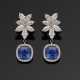Paar Juwelen-Ohrringe mit Ceylon-Saphiren und Diamanten - Foto 1