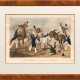 Paar viktorianische Karikaturen mit Fuchs- und Hasenjagd - photo 1