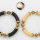Paar Onyx- und Elfenbein-Armbänder mit Ring - photo 1