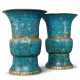 A VERY RARE AND LARGE PAIR OF CLOISONNE ENAMEL ZUN-FORM VASES - photo 1