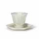 A VERY RARE WHITE JADE HEXAGONAL FLUTED CUP AND CUP STAND - photo 1