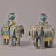 A PAIR OF PALE GREY-BLUE CLOISONNE ENAMEL FIGURES OF ELEPHANTS - фото 1