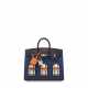 A RARE MATTE BLEU MARINE ALLIGATOR, DEEP BLUE MADAME, ORANGE SWIFT AND WHITE EPSOM LEATHER FAUBOURG SELLIER BIRKIN 20 WITH PALLADIUM HARDWARE - Foto 1