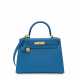A BLEU FRIDA VEAU MADAME LEATHER SELLIER KELLY 28 WITH GOLD HARDWARE - Foto 1
