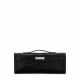 A SHINY BLACK KELLY CUT CLUTCH WITH PALLADIUM HARDWARE - фото 1