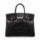 A SHINY BLACK POROSUS CROCODILE BIRKIN 35 WITH PALLADIUM HARDWARE - фото 1