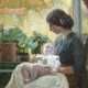 "Maternità" 1916 | olio su tela (cm 154x80) | Firmato e datato in basso a destra | Al retro: firmato e datato | In cornice - Foto 1