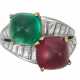 CARTIER RUBY AND EMERALD RING - photo 1