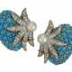 TIFFANY & CO., JEAN SCHLUMBERGER TURQUOISE, CULTURED PEARL AND DIAMOND EARRINGS - фото 1