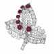CARTIER RUBY AND DIAMOND LEAF BROOCH - photo 1