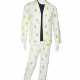 A BESPOKE PIA MYRVOLD WHITE DENIM AND REFLECTIVE PATCH SUIT - Foto 1