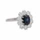 Ring mit ovalem Saphir entouriert von 10 Brillanten, zus. ca. 1,98 ct - photo 1