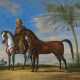 Orientalist (19. Jahrhundert). Arabischer Reiter mit seinen zwei Pferden - Foto 1