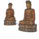 DEUX STATUES DE BODHISATTVAS EN BOIS LAQUE OR - фото 1