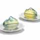 TWO GERMAN FAYENCE MELON-TUREENS, COVERS AND FIXED STANDS - фото 1