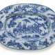 A GERMAN FAYENCE BLUE AND WHITE CHINOISERIE LARGE OVAL DISH - photo 1