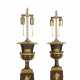 A PAIR OF FRENCH ORMOLU, PATINATED BRONZE AND ROUGE GRIOTTE MARBLE VASES, MOUNTED AS LAMPS - фото 1