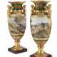 A PAIR OF PARIS (PERCHE/LACHASSAIGNE) PORCELAIN GREEN AND GOLD GROUND VASES - фото 1