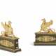A PAIR OF FRENCH ORMOLU AND PATINATED-BRONZE CHENETS - photo 1