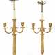 A PAIR OF EMPIRE ORMOLU THREE-LIGHT CANDELABRA MOUNTED AS LAMPS - photo 1