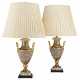 A PAIR OF PARIS PORCELAIN FAUX LAPIS AND GOLD-GROUND VASES, MOUNTED AS LAMPS - фото 1