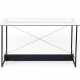 Table / desk in black painted "L" shaped metal with steel cable bracing, top in Securit glass - фото 1