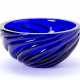 Blue transparent glass bowl with twisted ribs - фото 1