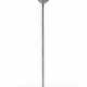 Floor lamp of post-modern taste, with blue painted metal base, cylindrical stem in colorless transparent glass, diffuser cup in bronze-colored satin metal - фото 1