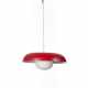 Suspension lamp with lampshade in white and red painted metal, diffuser in lattimo glass - photo 1
