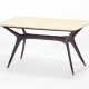 Coffee table with marble top, solid mahogany wood structure and brass tips - фото 1