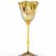 Flower-shaped goblet with jagged cup in "Favrile" golden iridescent glass - photo 1