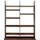 Bookcase in solid teak wood, edged and veneered, composed of three lamellar uprights, a monolithic base and nine movable shelves - Foto 1