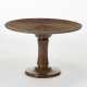 Table with circular top in veneered and solid wood with central stem and connecting elements in brass - фото 1