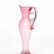 Single handle vase with ribbed body and triangular mouth in pink transparent glass - photo 1