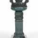 Monumental Liberty cache-pot on a quadrangular section pedestal in glazed ceramic in shades of green - фото 1