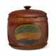 A TURNED PAINT-DECORATED LIDDED CANNISTER - photo 1