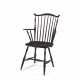 A BLACK PAINTED MAPLE AND ASH FAN-BACK WINDSOR ARMCHAIR - Foto 1
