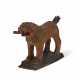 A CARVED AND PAINTED PINE POODLE WITH STICK - фото 1