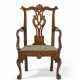 A CHIPPENDALE CARVED WALNUT ARMCHAIR - фото 1