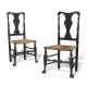 A PAIR OF QUEEN ANNE BLACK-PAINTED MAPLE RUSH-SEAT SIDE CHAIRS - photo 1
