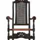 A JACOBEAN BLACK-PAINTED CANED AND CARVED BEECHWOOD ARMCHAIR - фото 1