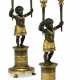 A PAIR OF DIRECTOIRE ORMOLU AND PATINATED BRONZE TWIN-BRANCH CANDELABRA - photo 1