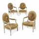 A SET OF FOUR LOUIS XVI CREAM AND GREY-PAINTED FAUTEUILS - фото 1